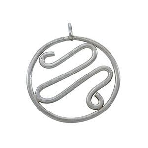 Vintage Sterling Silver 925 Abstract Swirl Circle Pendant